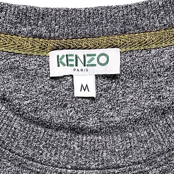 KENZO Tiger Head Embroidered Gray Crewneck Sweatshirt Size Medium - Picture 3 of 9